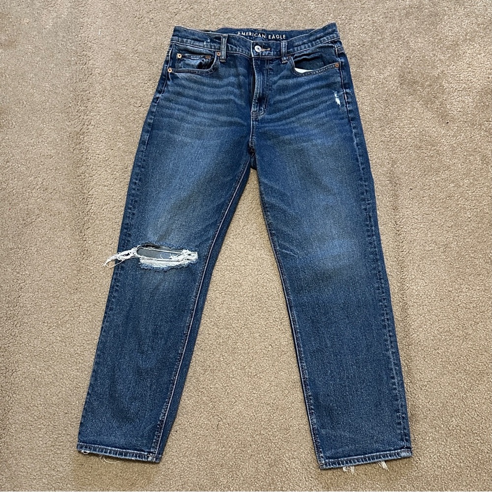 American Eagle Stretch Super High Waist Straight Leg Jeans 8 Short